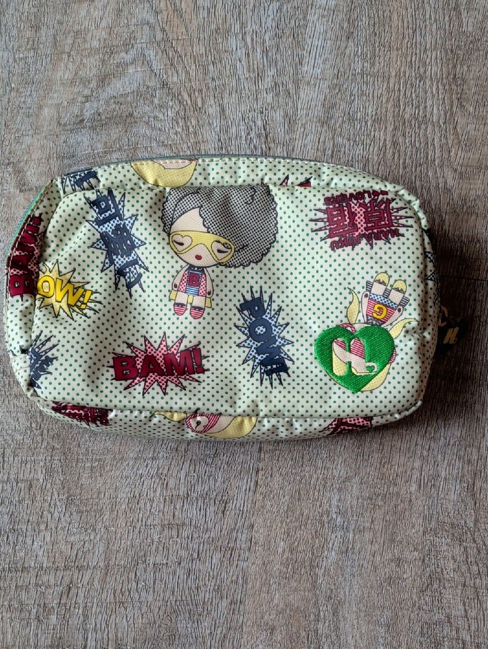 Harajuku Lovers Superhero Super Hot Female Makeup Bag Clutch RARE Y2K